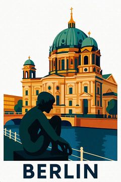 Cathédrale de Berlin au bord de l'eau – Poster artistique évocateur