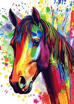 Kleurrijk portret van een paard van Pixelbull Design