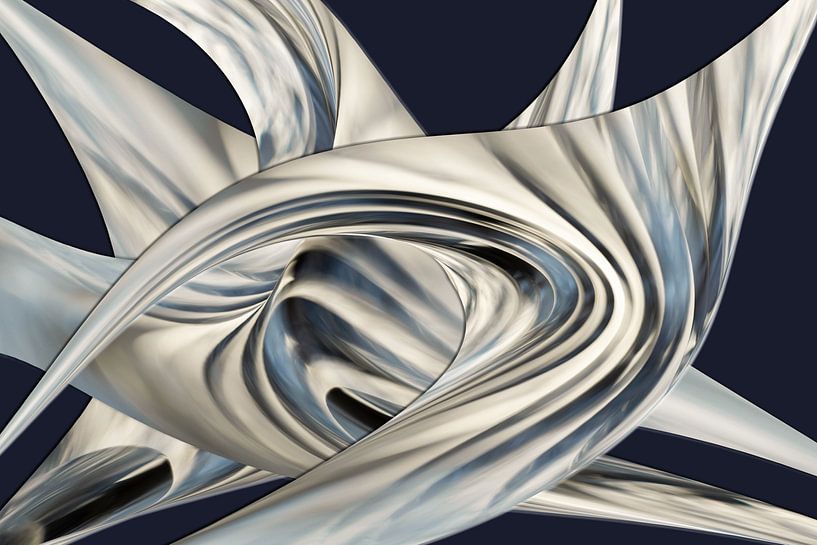 Abstract shapes in shiny silver metal by Lisette Rijkers