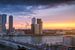 Spitsuur in Rotterdam - Panorama skyline zonsondergang von Vincent Fennis