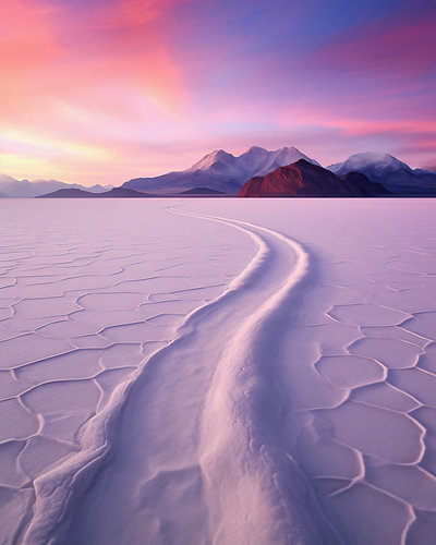 Sunrise at the frozen lake