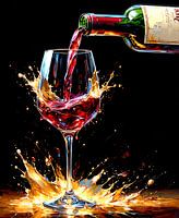 In de wijnbar waar de wijn vloeit en het goud danst - Een visuele ode aan het moment van genieten van rode wijn in een restaurant