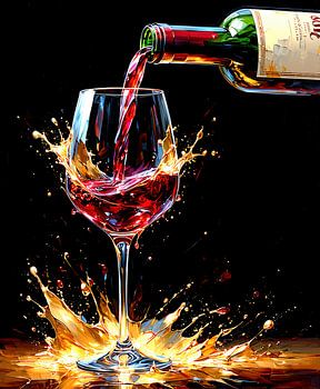 Dans le bar à vin où le vin coule et l'or danse - Une ode visuelle à l'instant de dégustation du vin rouge au restaurant