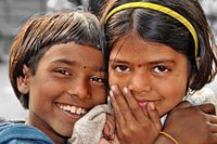 Girls forgetting they were begging. India.