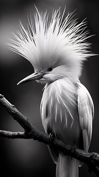 Vogelportret in zwart-wit minimalistische natuurkunst van Thilo Wagner