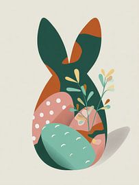 Abstrakte Hasenform mit Ostereiern