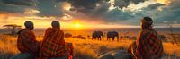 Sunset over the African Plains van Harry Hadders thumbnail