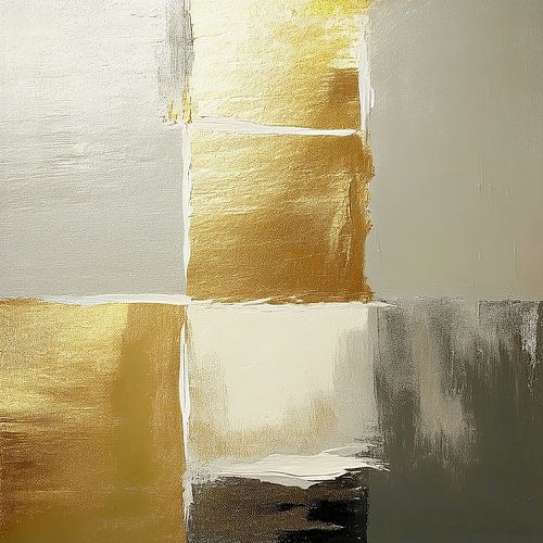 Surfaces dorées aux formes géométriques abstraites et nuances de gris