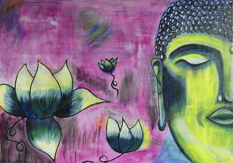 Boeddha  canvas acryl by Jolanda van den berg Thomas