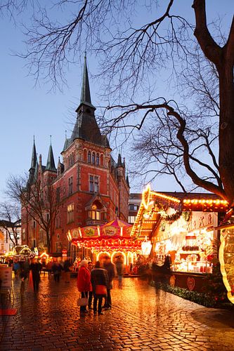 Marché de Noël du Lambertimarkt au crépuscule sur Torsten Krüger