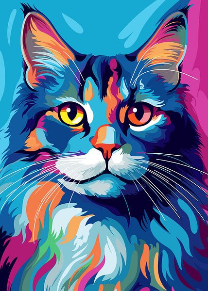 Cat Animal WPAP Pop Art Color Style by Mason Scott