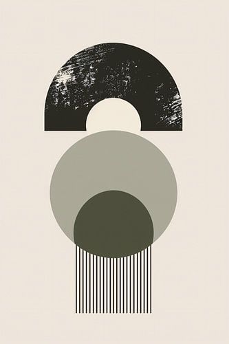 Abstracte Compositie met Cirkels en Strepen