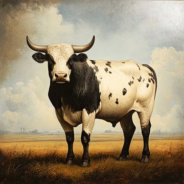 Stier in de wei van Vlindertuin-Art