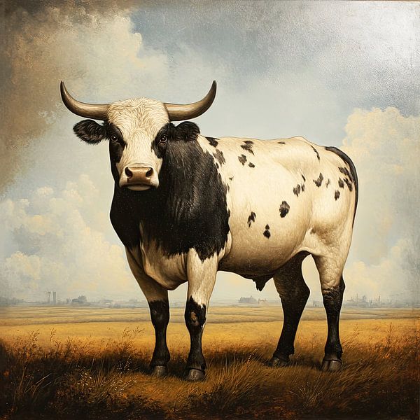 Bull in the meadow by Vlindertuin-Art