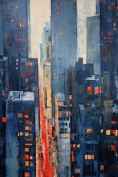 City Painting | Crimson Avenue sur Peinture Abstraite