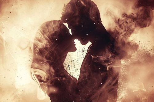 Eeuwige omhelzing in sepia tonen