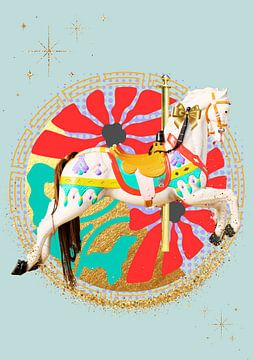 Merry-go-round horse mint green by Postergirls