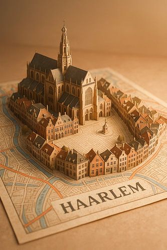 Haarlem Grote Kerk St. Bavo 3D Kaart - Noord-Hollandse Muurschildering