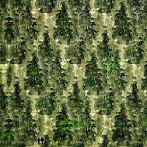 Wald mit einem Baum (Wald mit zwei Wanderern)