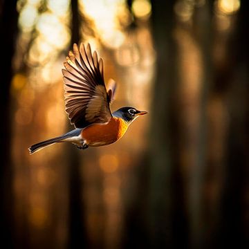 Majestueuze vogel in vlucht van Poster Art Shop