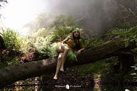 Flora the forest fairy on a log