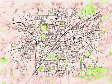 Map of Ahlen with the style 'Soothing Spring' by Maporia