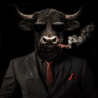 Bull with cigar and sunglasses