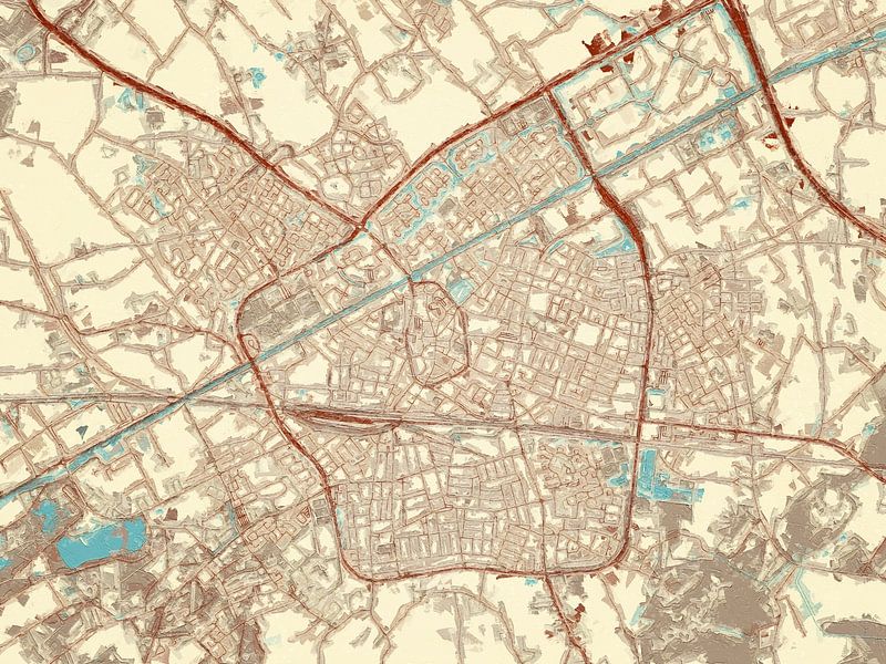 Map of Weert in the style Blue &amp; Cream by De Kaartenwinkel