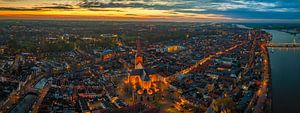 Kampen on the banks of the river IJssel during sunset