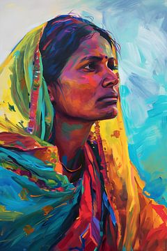 Portret van Vrouw uit India van But First Framing