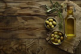 Olives and olive oil still life by Poster Art Shop