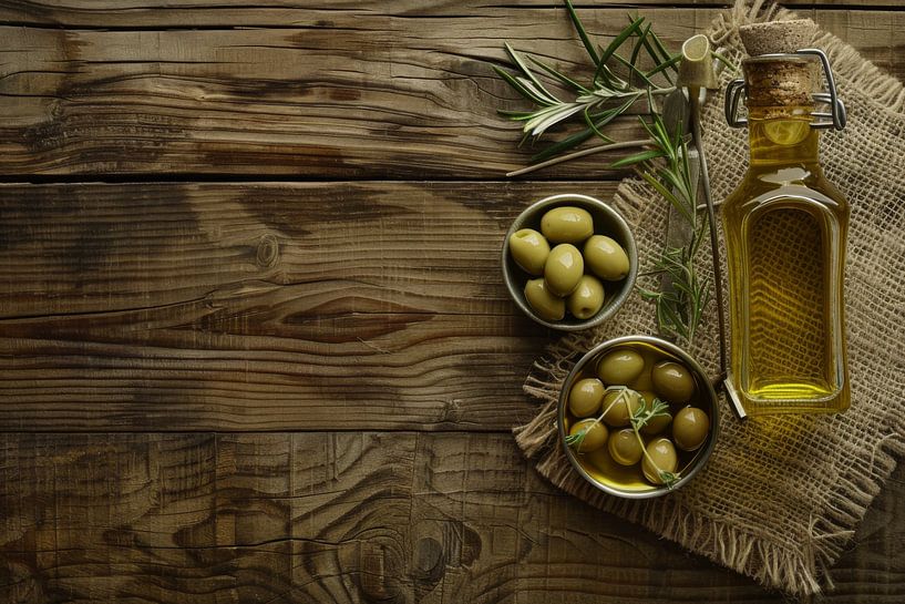 Olives and olive oil still life by Poster Art Shop