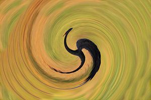 Verdraaide zwarte zwaan rond beeld abstracte kunst