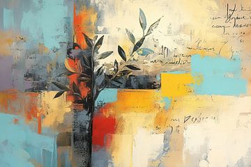Bloemen abstract art van Abstract Schilderij