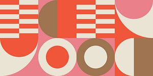 Retro geometrie in Bauhaus-stijl in roze, oranje, bruin en wit van Dina Dankers