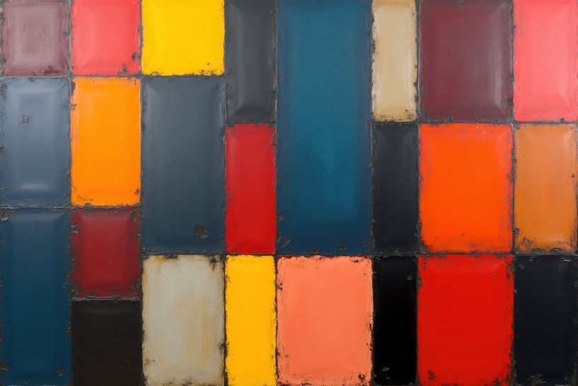 Bunter Metalltafel-Hintergrund mit einer Vielzahl von leuchtenden Farben von Markus Gann