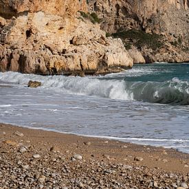 Foaming waves meet the Mediterranean coast by Adriana Mueller