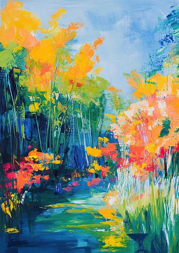 Een kleine vijver in de stijl van Matisse