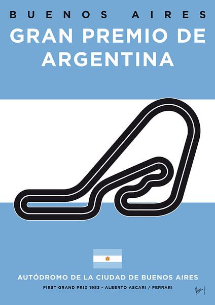 My F1 Buenos Aires Race Track Minimal Poster van Chungkong Art