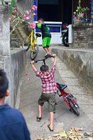 Up with bicycle