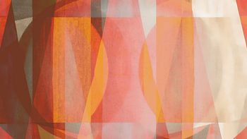 Bauhaus-vormen uit het midden van de eeuw in meditatieve pastelkleuren