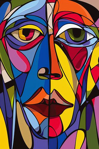 Kubistisch portret in levendige kleuren