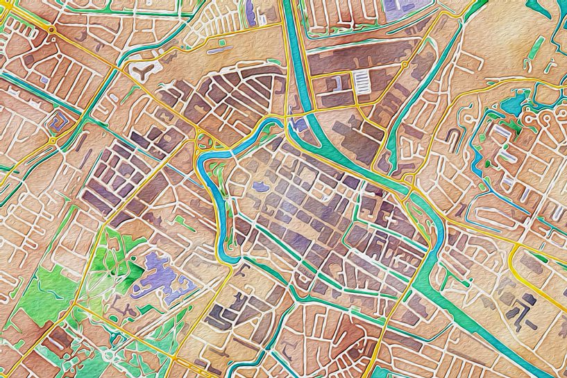 Kleurrijke kaart van Alkmaar par Maps Are Art