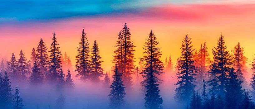 Fairytale forest landscape in the fog by Poster Art Shop