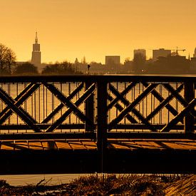 Potsdam skyline op de Havel bij zonsondergang van Frank Herrmann