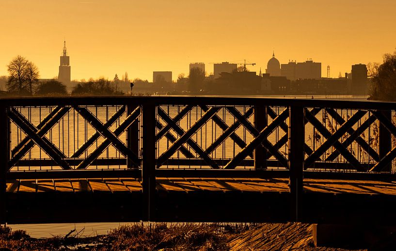 Potsdam Skyline an der Havel im Sonnenuntergang von Frank Herrmann