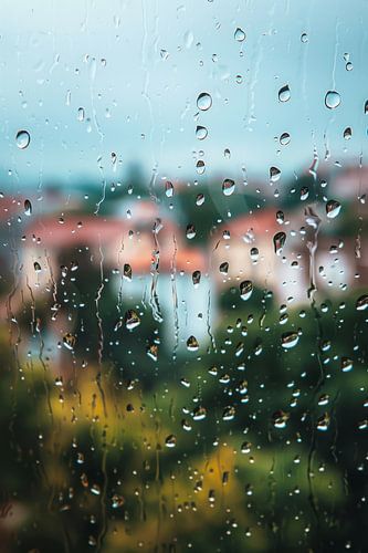Regendruppels op glas - Mystieke stadslichten