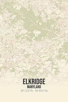 Vintage landkaart van Elkridge (Maryland), USA. van MijnStadsPoster