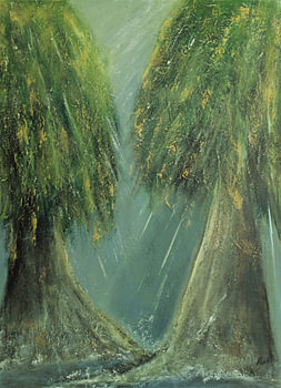 Des arbres sous la pluie – peinture acrylique abstraite