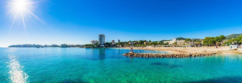 Panoramisch uitzicht op het toeristische strand van Platja Palmanova van Alex Winter